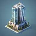 Office building, isometric skyscraper, modern apartment. 3D design by generative Ai Royalty Free Stock Photo