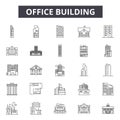 Office building line icons, signs, vector set, linear concept, outline illustration