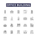 Office building line vector icons and signs. office, building, architecture, city, urban, modern, skyscraper,design Royalty Free Stock Photo