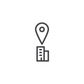 Office building location pin outline icon