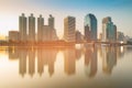 Office building over water reflection cityscape Royalty Free Stock Photo