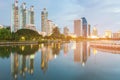 Office building with reflection over water lake Royalty Free Stock Photo