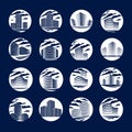 Office building round shape icons or logos set, modern architect Royalty Free Stock Photo