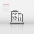 Office building sign icon in flat style. Apartment vector illustration on white isolated background. Architecture business concept Royalty Free Stock Photo