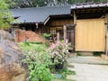 Zen Japanese style architectural courtyard of Bougainvillea (Taipei City Penal Building) Royalty Free Stock Photo