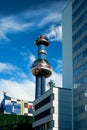 Office building and waste-to-energy plant Royalty Free Stock Photo