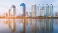 Office building water front with reflection at twilight Royalty Free Stock Photo