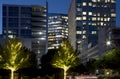 Office buildings in downtown Dallas night Royalty Free Stock Photo