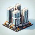 Office buildings, isometric skyscrapers, modern apartments. 3D design by generative Ai Royalty Free Stock Photo