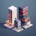 Office buildings, isometric skyscrapers, modern apartments. 3D design by generative Ai Royalty Free Stock Photo