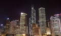 Office buildings at night. Hong Kong