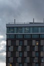 office buildings with sunset autumn colored sky and clouds Royalty Free Stock Photo