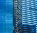 Office buildings windows. Blue glass architecture facade design with reflection of sky in urban city, Downtown Singapore City in Royalty Free Stock Photo