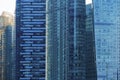 Office buildings windows. Blue glass architecture facade design with reflection of sky in urban city, Downtown Singapore City in Royalty Free Stock Photo