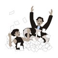 Office Bureaucracy with Man and Woman Character Drowning in Loads of Paperwork Vector Illustration Royalty Free Stock Photo