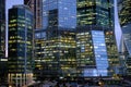 Office Business ÃÂ¡entre buildings in Moscow front view in the evening Royalty Free Stock Photo