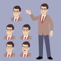 Office business glasses young man in suits standing poses Royalty Free Stock Photo