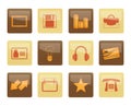 Office and business icons over brown background Royalty Free Stock Photo