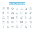 Office business linear icons set. Productivity, Collaboration, Communication, Efficiency, Organization, Workflow