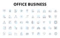 Office business linear icons set. Productivity, Collaboration, Communication, Efficiency, Organization, Workflow