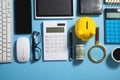 Office business objects. Smartphone, tablet, pen, computer keyboard Royalty Free Stock Photo