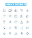 Office business vector line icons set. Office, Business, Workplace, Desk, Stationery, Documents, Printer illustration Royalty Free Stock Photo