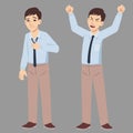 Office business young man standing poses with difference mood reaction