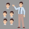 Office business young man waved with difference facial expression Royalty Free Stock Photo