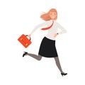 Businesswoman Running With Case character Illustration Vector