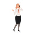 Businesswoman Talks On The Phone And A Little Upset character Illustration Vector