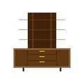 Office cabinet isolated indoor drawer set document storage archive vector icon. Shelf folder wooden room interior furniture Royalty Free Stock Photo