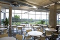 Office cafeteria view in modern building.