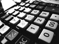 Office calculator close up shot on natural window light Royalty Free Stock Photo