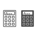Office calculator line and solid icon, counting numbers concept. Vector graphics. Calc sign on white background, outline