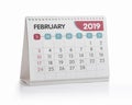 Office Calendar 2019 February Royalty Free Stock Photo