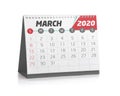 Office Calendar March 2020 Royalty Free Stock Photo
