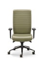 Office chair with armrests green leather front view Royalty Free Stock Photo