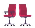 Office chair with and without armrests, in various points of view. Furniture for office Interior in flat style. Vector Royalty Free Stock Photo