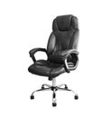 The office chair from black leather. Isolated on white background. Royalty Free Stock Photo