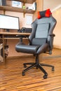 Office chair at computer desk Royalty Free Stock Photo