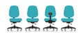 Office chair or desk chair in various points of view. Armchair or work chair in front, back, side angles. Royalty Free Stock Photo