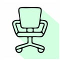 Office chair flat line icon. Apartment furniture sign, vector illustration of study room armchair