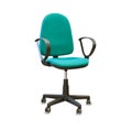 Office chair from green cloth isolated over white Royalty Free Stock Photo