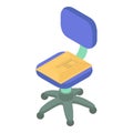 Office chair icon isometric vector. Blue work chair and closed postal envelope Royalty Free Stock Photo