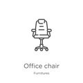 office chair icon vector from furnitures collection. Thin line office chair outline icon vector illustration. Outline, thin line Royalty Free Stock Photo