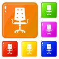 Office chair icons set vector color Royalty Free Stock Photo