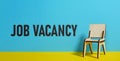 Office chair with job employee vacancy sign business concept for vacant position, employment and careers Royalty Free Stock Photo