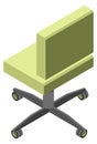 Office chair office isometric icon. Green executive desk seat Royalty Free Stock Photo