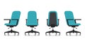 Office chair or desk chair from various points of view. Furniture in flat design. Vector. Royalty Free Stock Photo