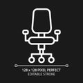 Office chair pixel perfect white linear icon for dark theme